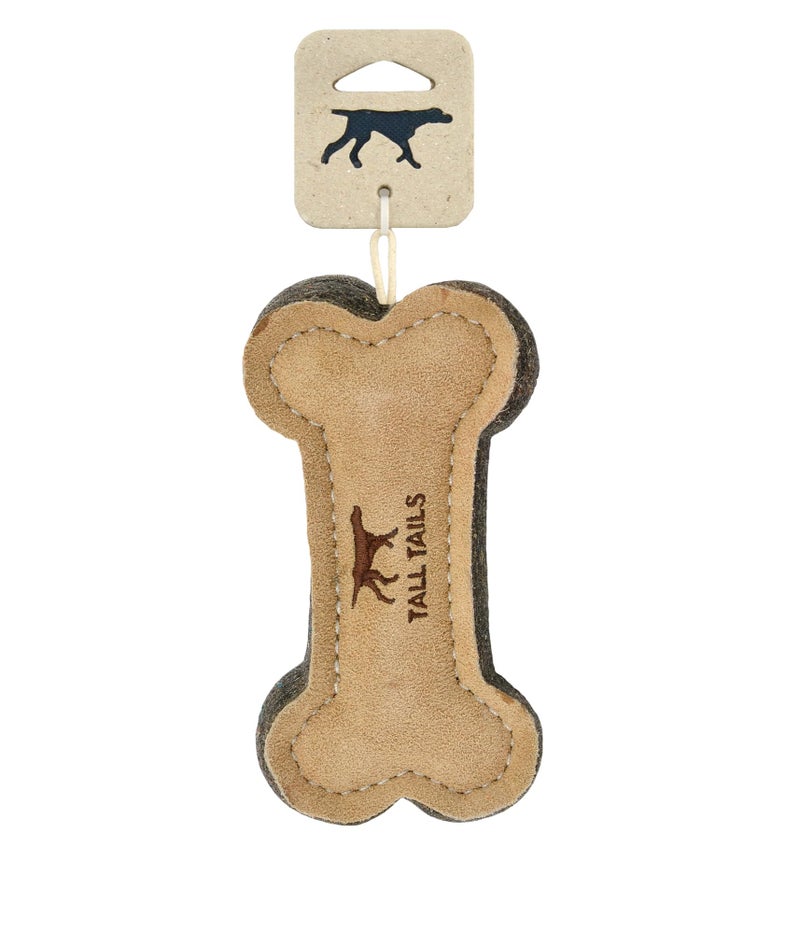 Tall Tails Dog Natural Leather Bone Fetch Toy Gift for Dogs 6 inches - Image 4